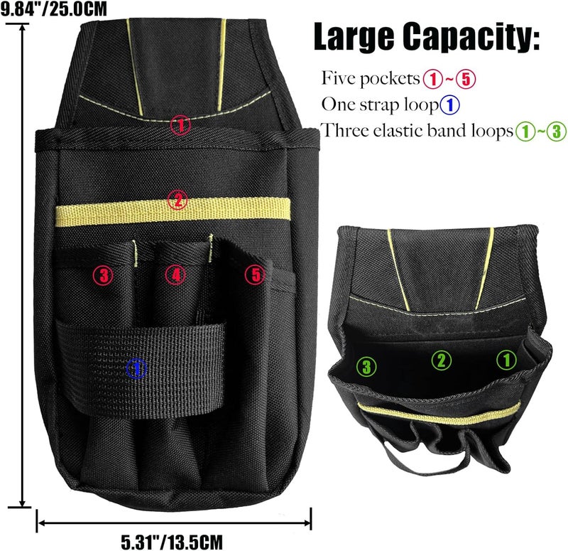FAUDRECRO Small Tool Pouch with Belt Clip, Tool Pouch Holder,Multi Pocket Holster Organizer for Electrician Construction Maintenance,Durable Lightweight - Image 2